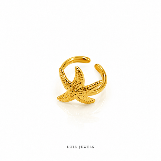 Gold-Plated Starfish Statement Ring