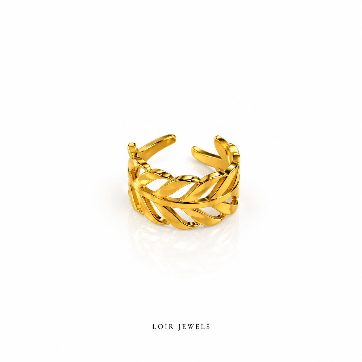 Gold-Plated Braided Open Ring