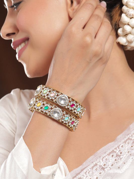 Colour Petal Kundan Bangles