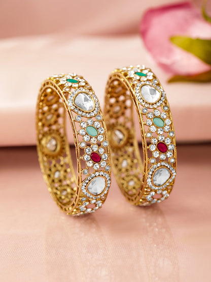 Colour Petal Kundan Bangles