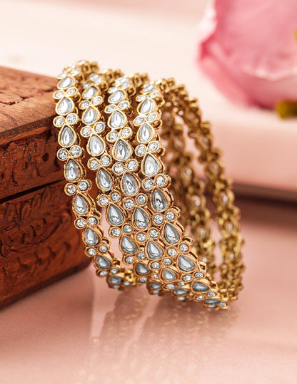 Ivory Elegance White Kundan Bangles