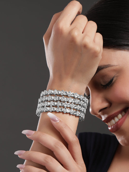 White Radiance Kundan Bangles