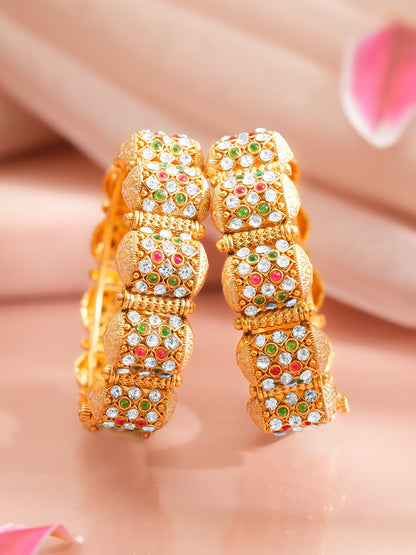Navratna Royal Dome Kada Bangle Set