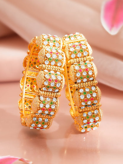 Navratna Royal Dome Kada Bangle Set
