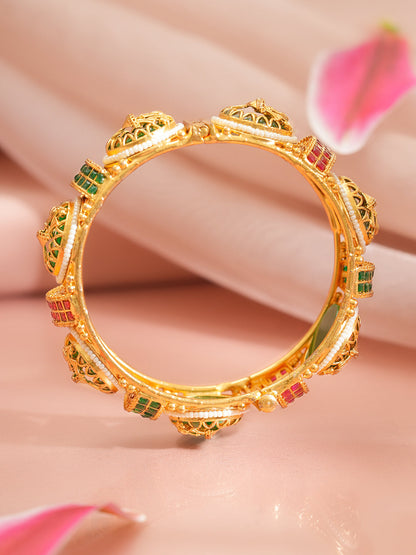 Heritage Couple Motif Gold Kada Set