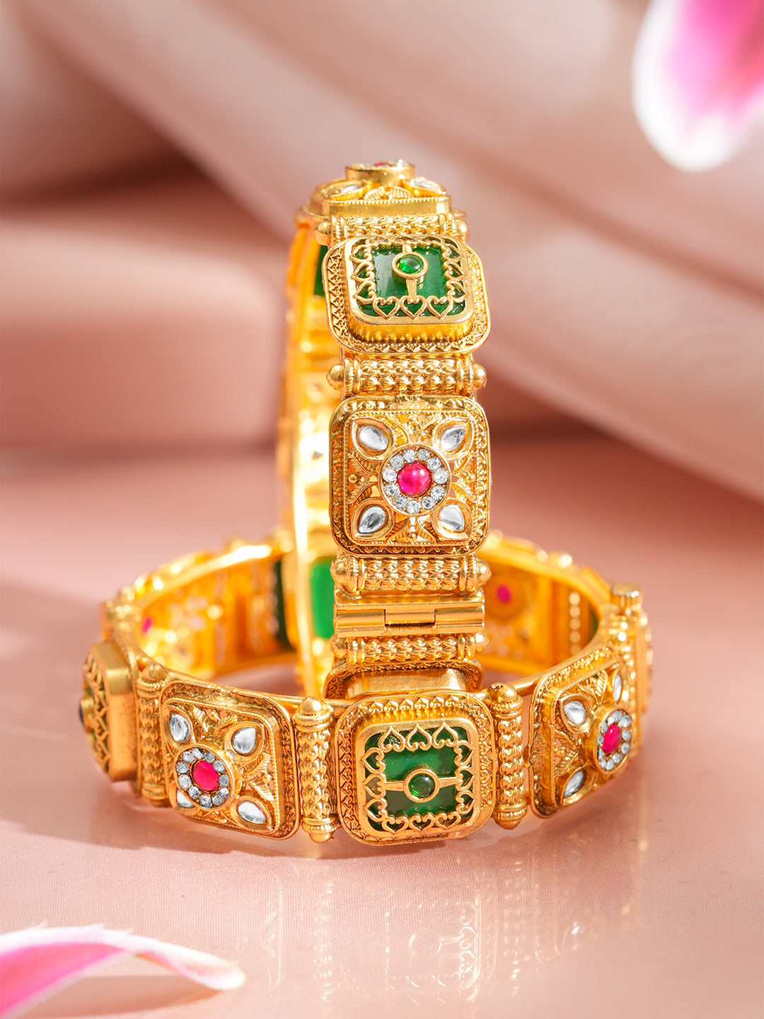 Heritage Kundan Gold Plated Kada Set