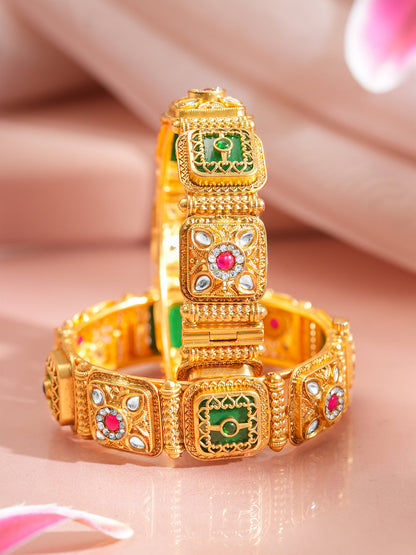 Heritage Kundan Gold Plated Kada Set