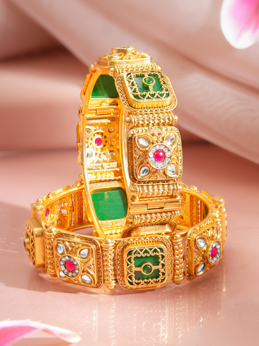 Heritage Kundan Gold Plated Kada Set