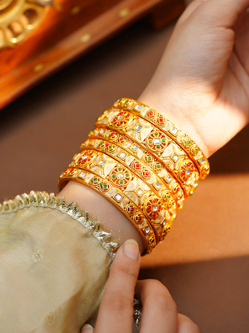 Gold Plated Traditional Festive Bangle Set