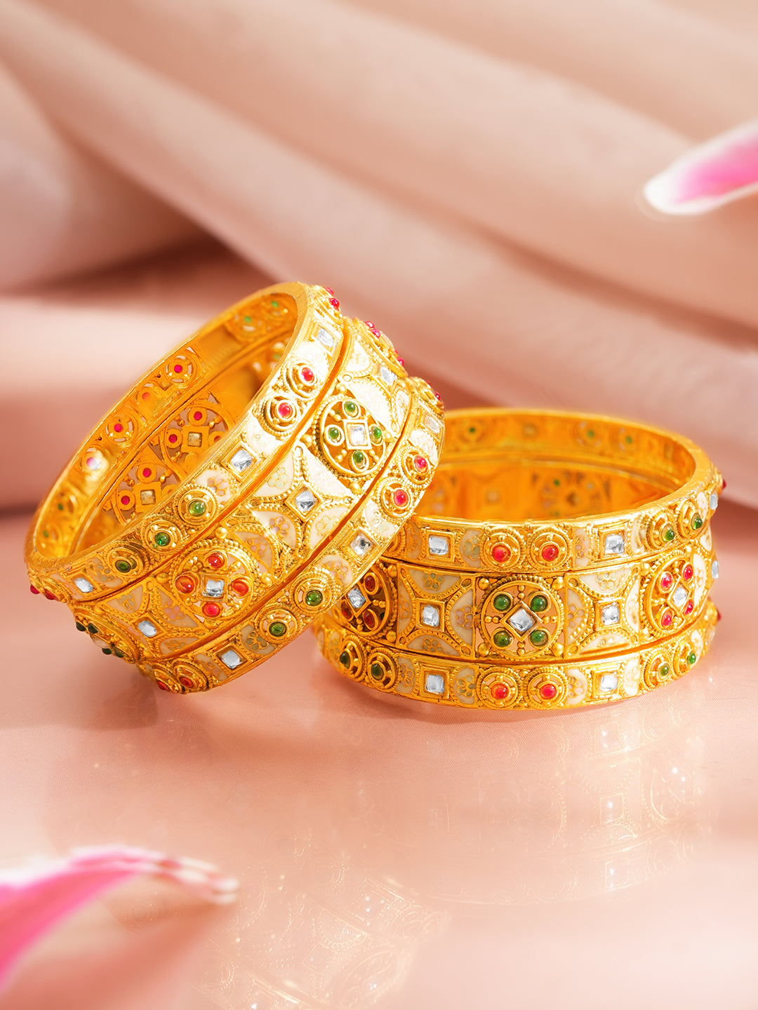 Gold Plated Traditional Festive Bangle Set