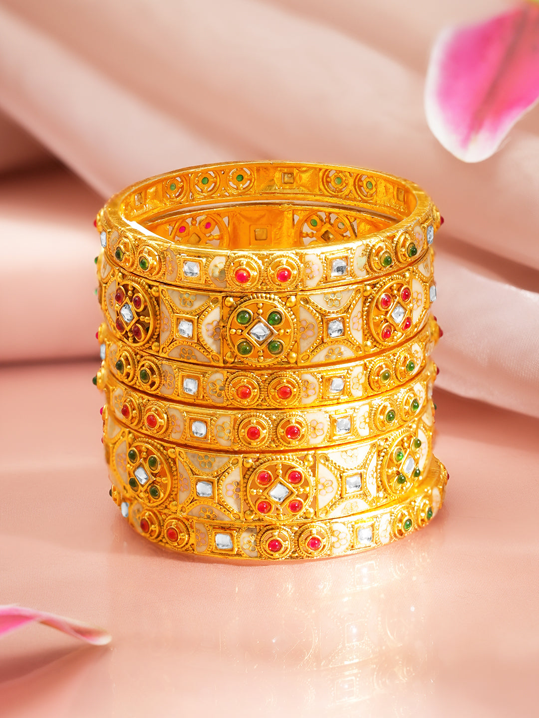 Gold Plated Traditional Festive Bangle Set