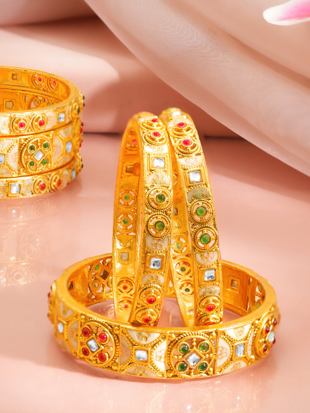 Gold Plated Traditional Festive Bangle Set