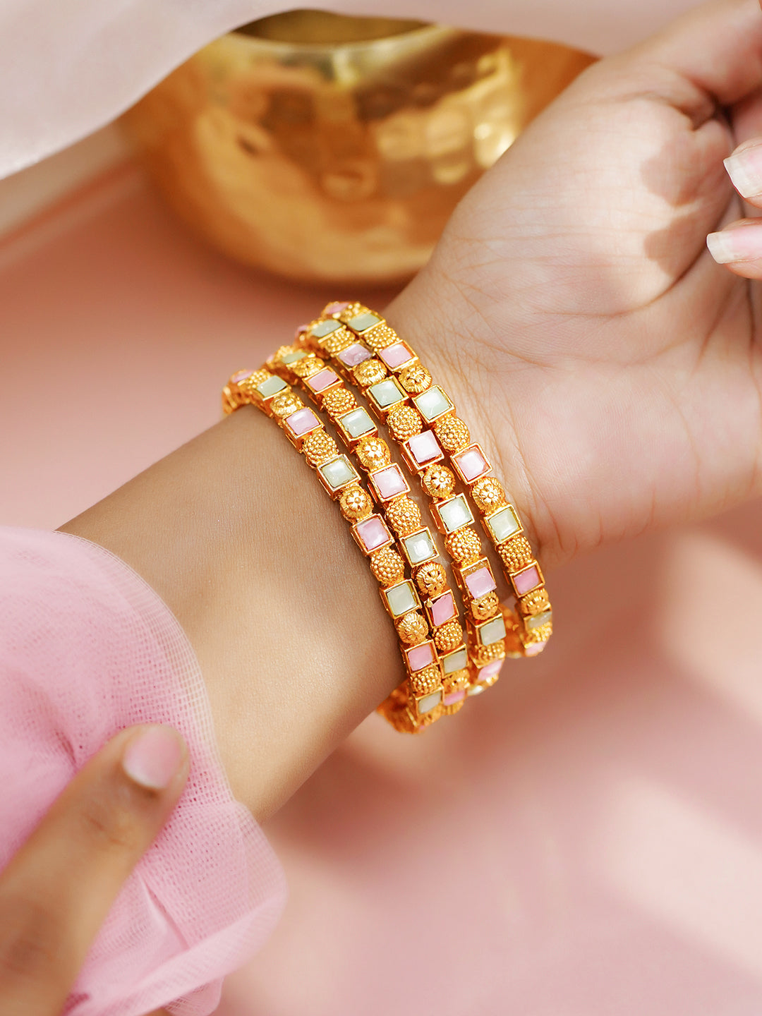 Pastel Bloom Set of 4 Bangles