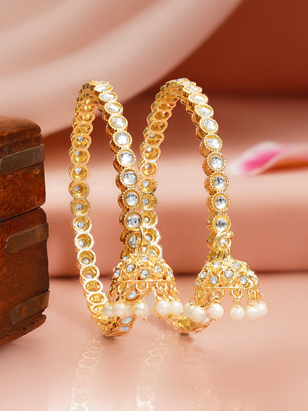 Festive Jhumki Pearl Kundan Bangle Pair