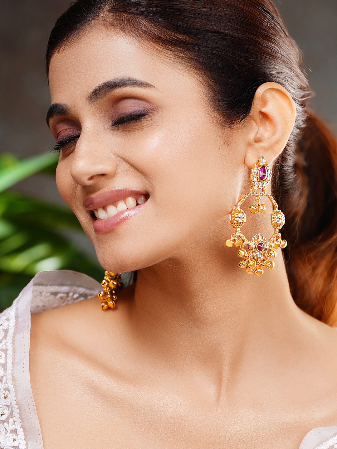 Ruby Kundan Celebration Chandelier Earrings