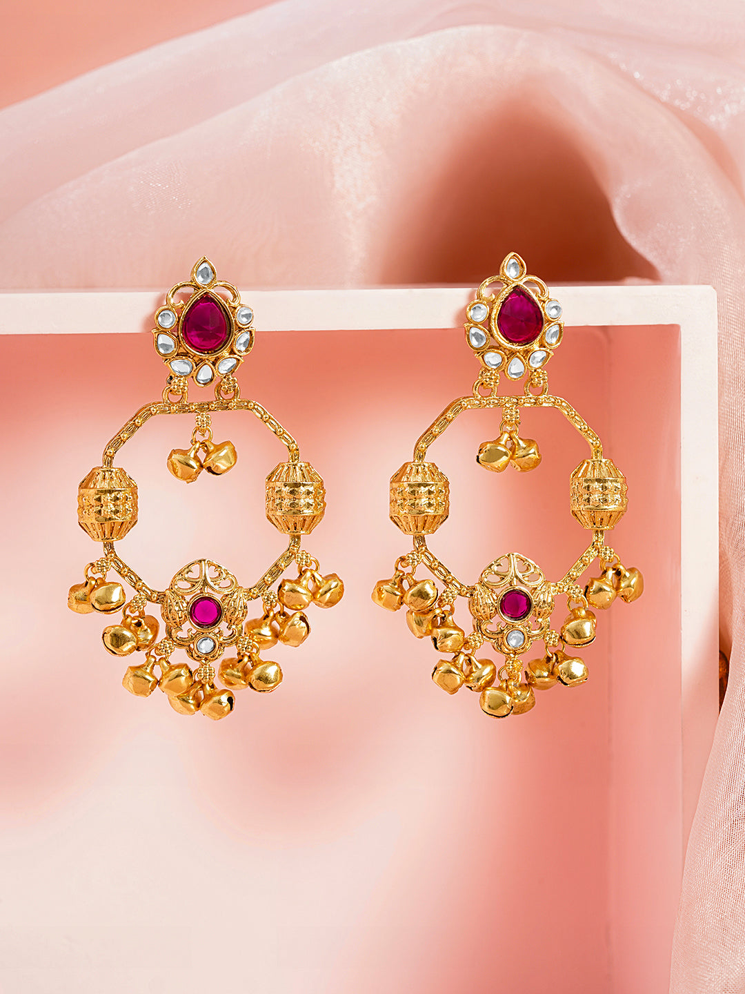 Ruby Kundan Celebration Chandelier Earrings