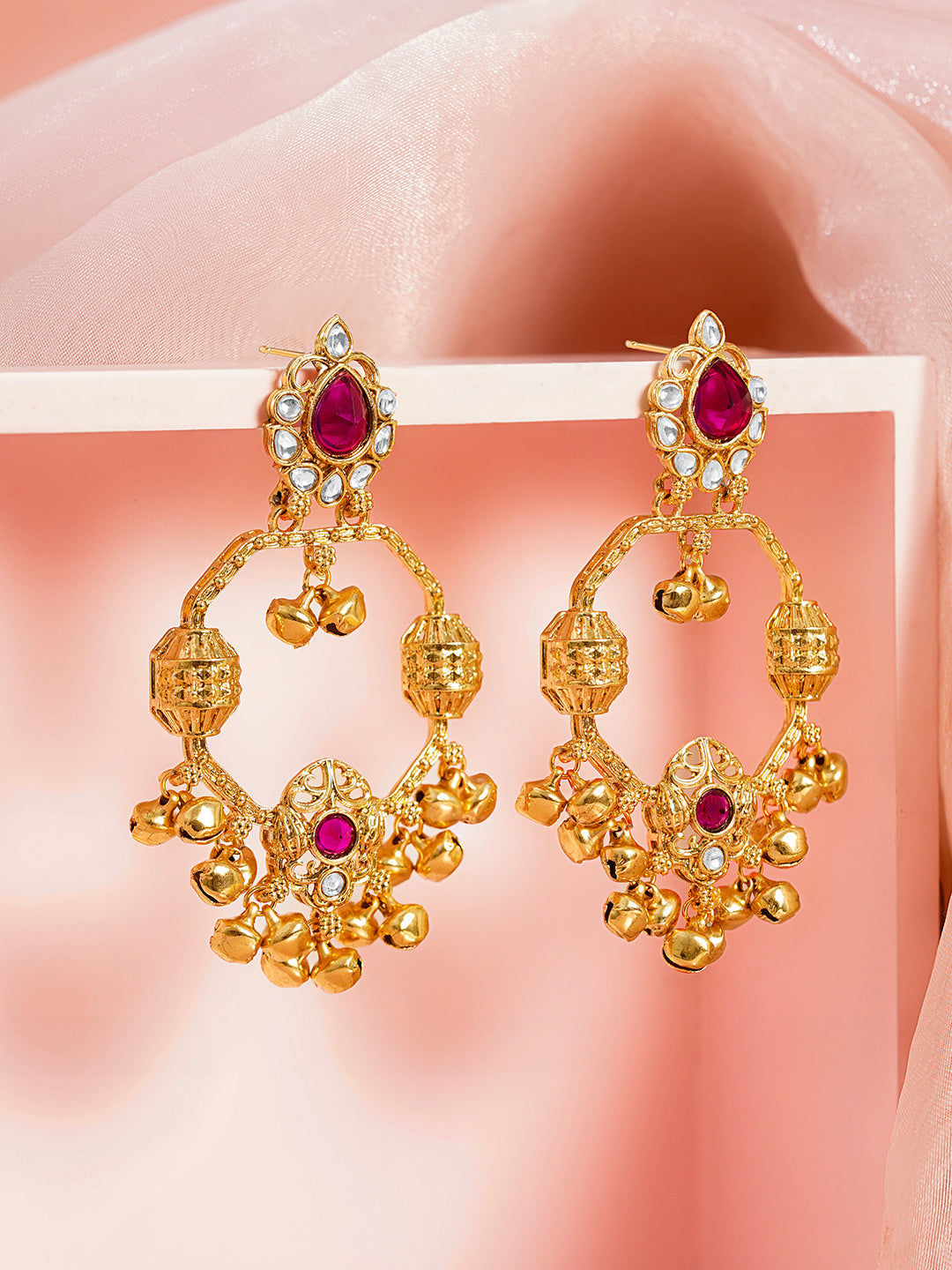 Ruby Kundan Celebration Chandelier Earrings