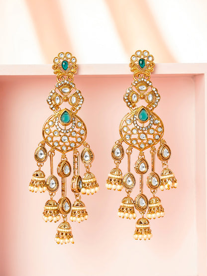 Emerald Bridal Jhumki Chandelier Earrings