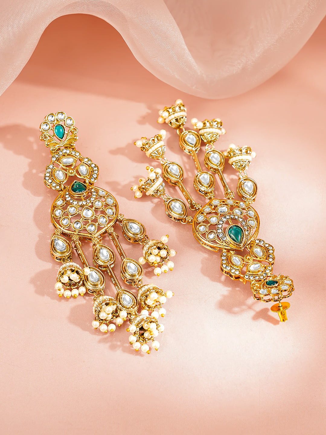 Emerald Bridal Jhumki Chandelier Earrings