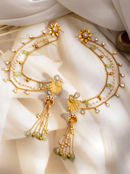 Wedding Glow Peacock Dangler Chain Earrings
