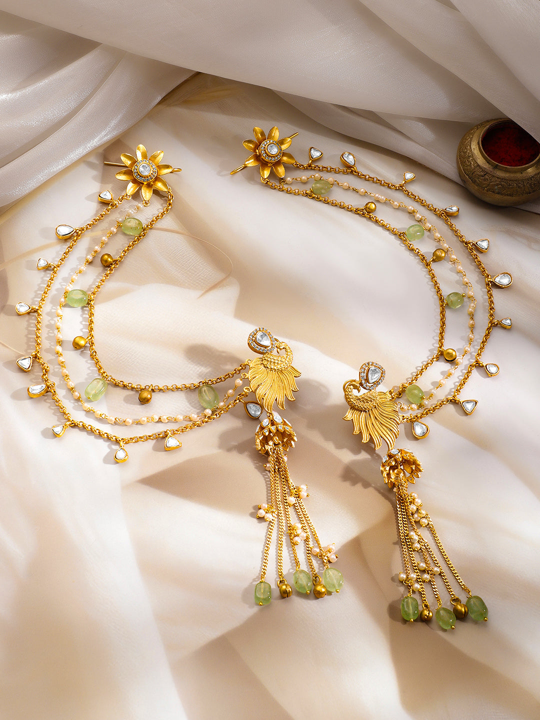 Wedding Glow Peacock Dangler Chain Earrings