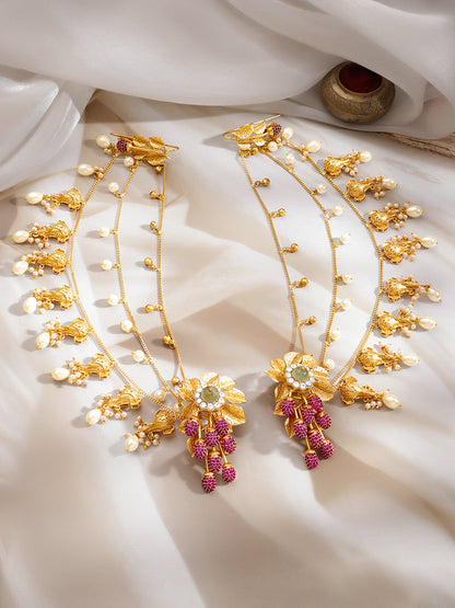 Bridal Blossom Pearl Ear Chain Earrings