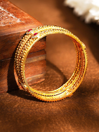 Golden Grace Ruby Touch Bangle Set of 2
