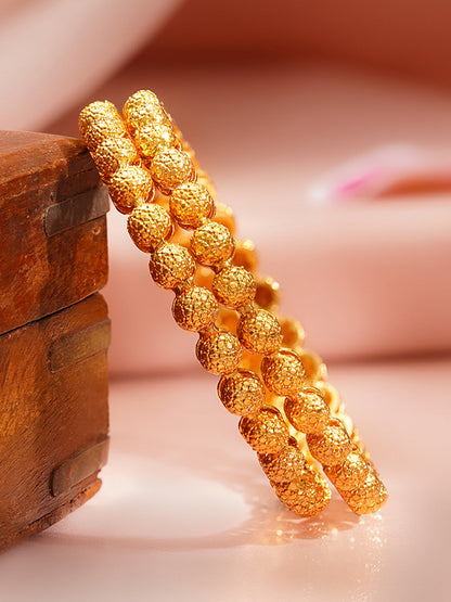 Golden Bead Glow Traditional Bangle Pair