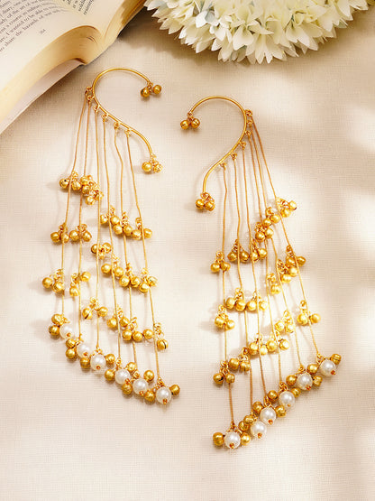 Golden Melody Kashmiri Earcuff Dangler Earrings