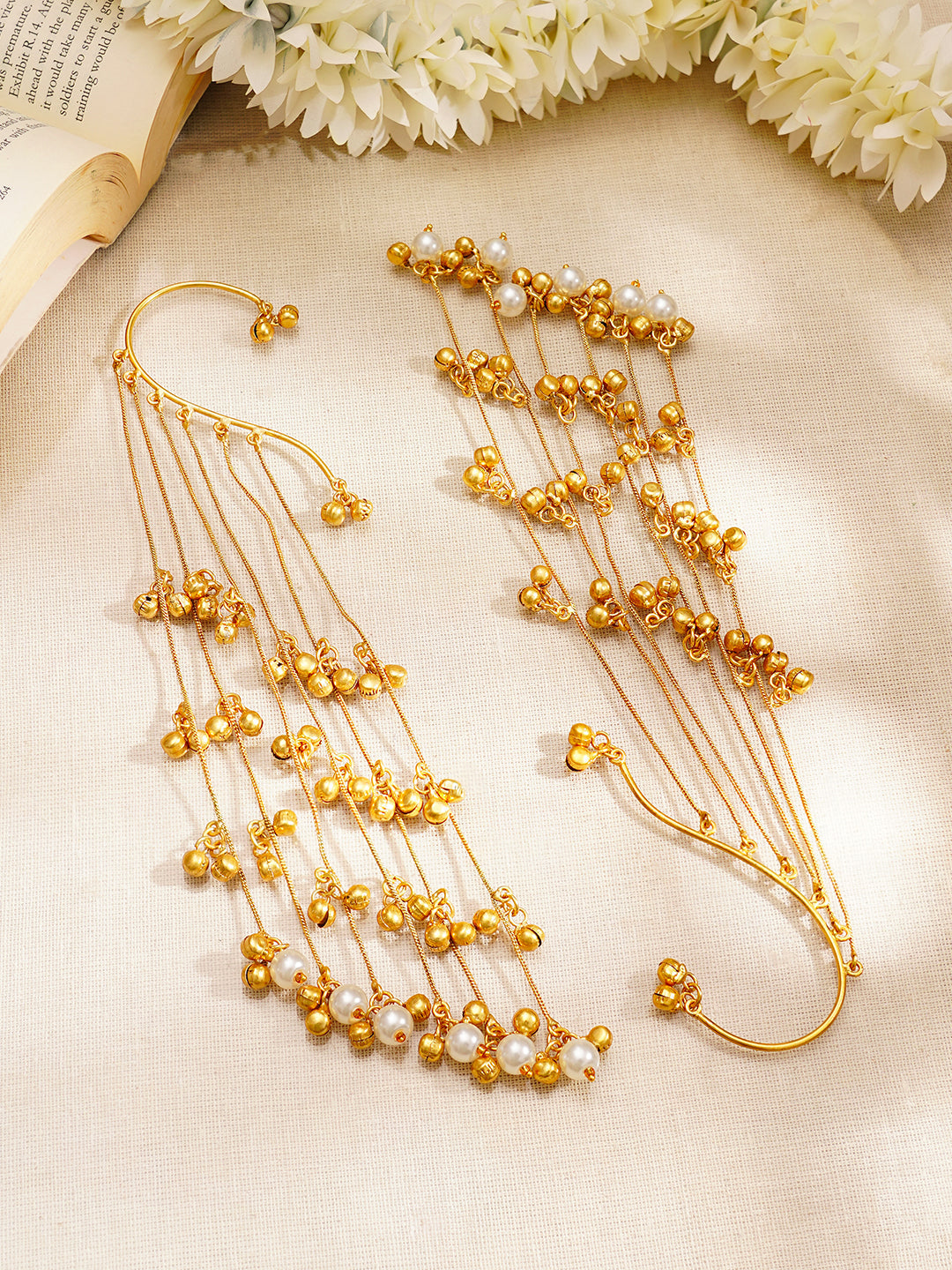 Golden Melody Kashmiri Earcuff Dangler Earrings