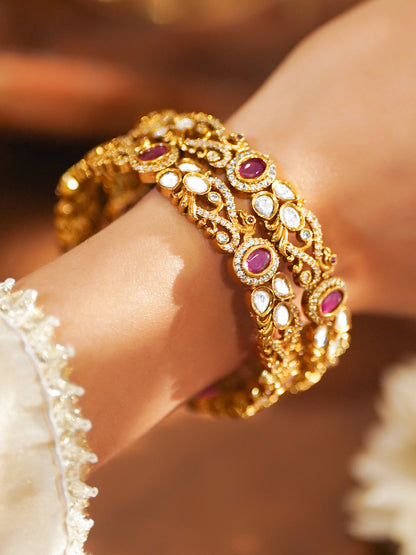 Pink Prestige Kundan Kundan Bangles