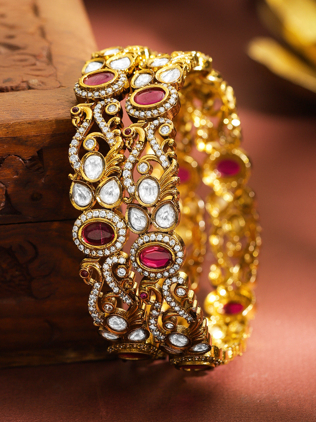 Pink Prestige Kundan Kundan Bangles