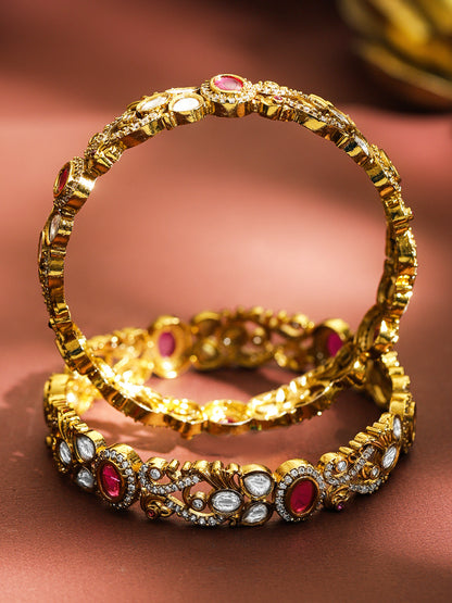 Pink Prestige Kundan Kundan Bangles