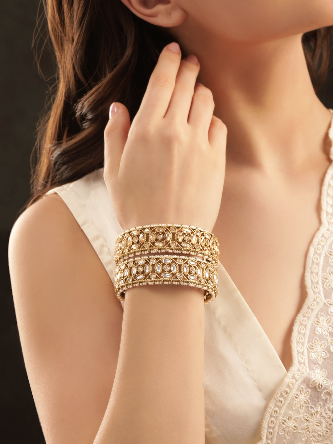 Whispers of Champagne Kundan Bangles