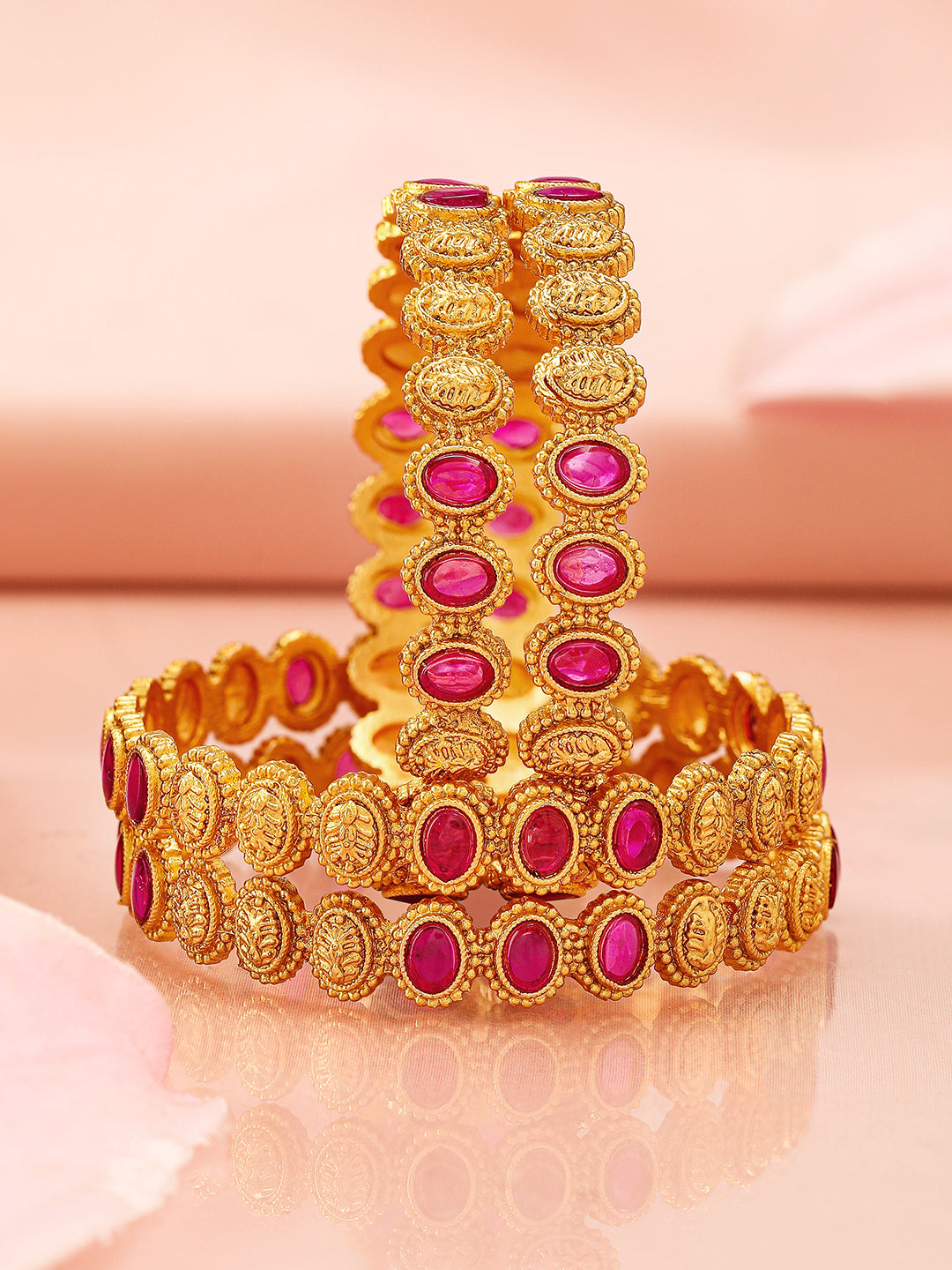 Opulent Bloom Kundan Bangle Set
