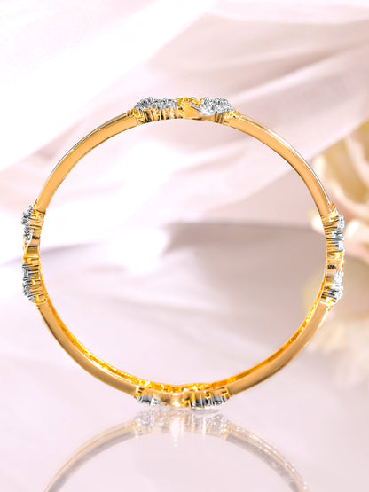 Rubans Set of 2, 22K Gold-Plated & Cubic Zirconia Studded Elegant Bangles