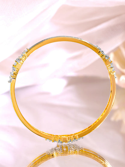 Rubans Set of 2, 22K Gold-Plated & Rhodium Accent Cubic Zirconia Studded Bangles