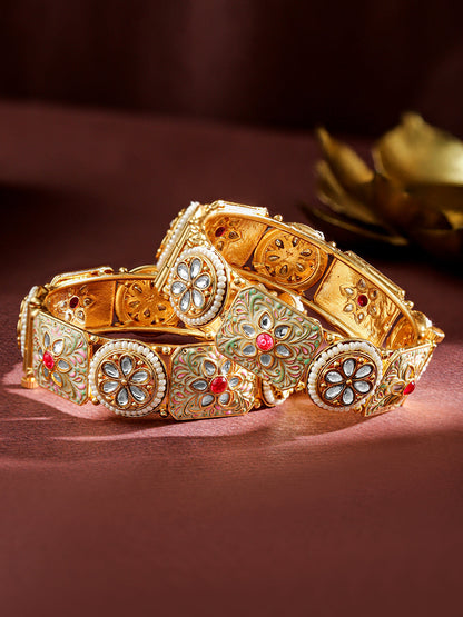 Festive Glam Red & Kundan Bangles