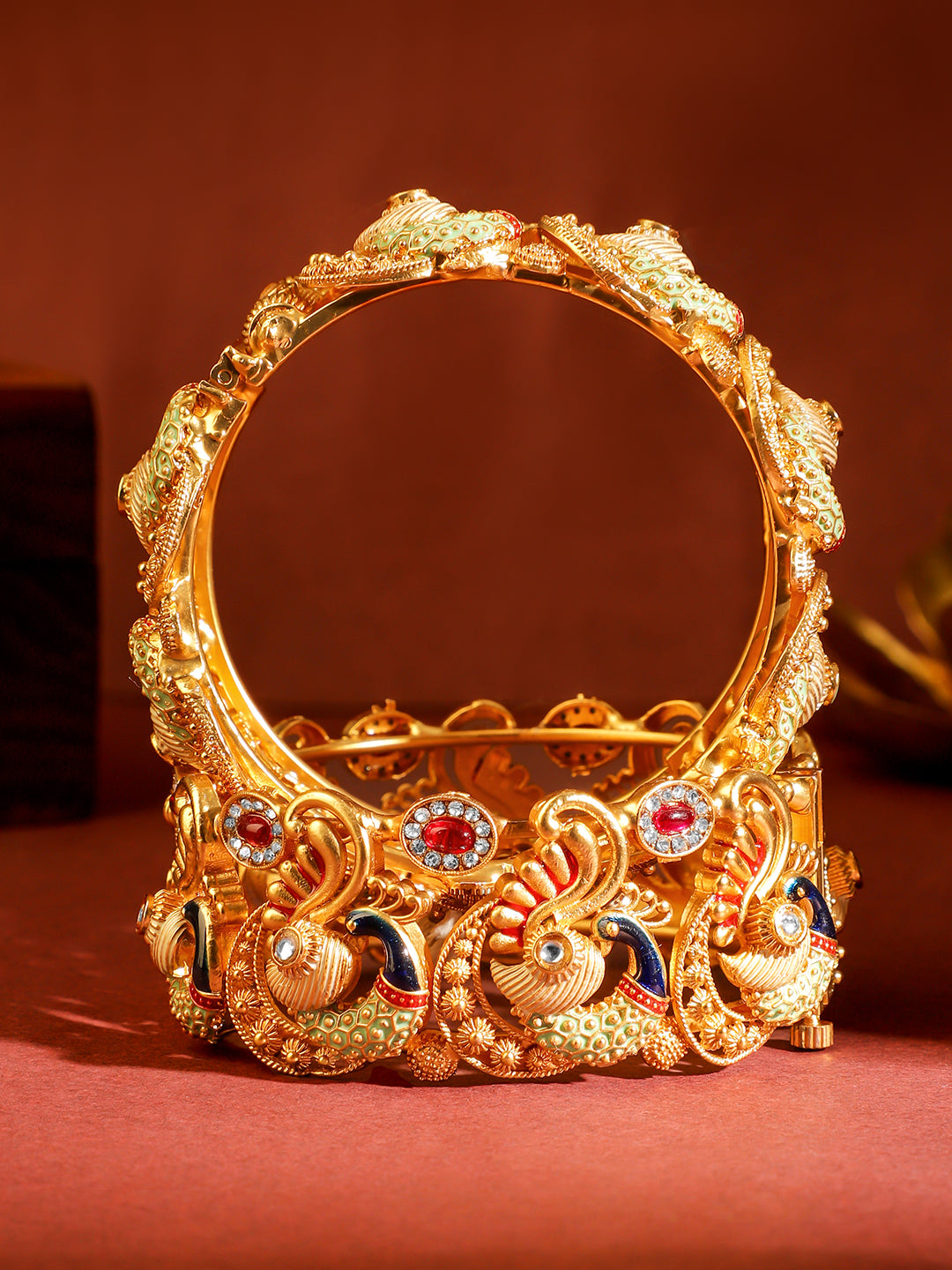 Temple Peacock Motif Multicolour Bangles