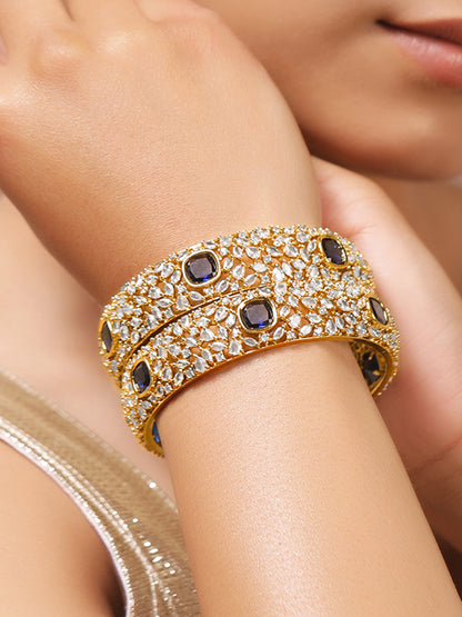 Blue American Diamond Zirconia Bangles Set Of 2