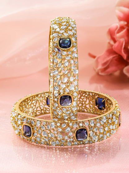 Blue American Diamond Zirconia Bangles Set Of 2