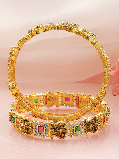 Green & Red Temple Bangles Set Of 2