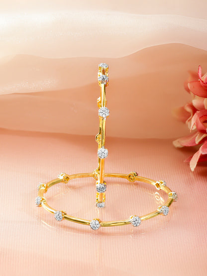 Golden Bangles With Kundan & Crystal Work