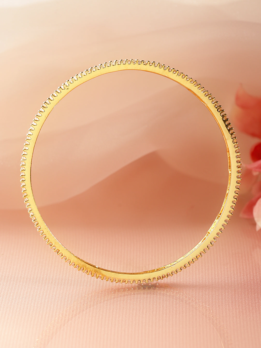 American Diamond Zirconia Studded Gold Bangles Set Of 4