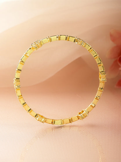 Floral American Diamond Zirconia Gold Bangles Set Of 4