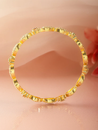 Golden American Diamond Zirconia Bangles Set Of 4