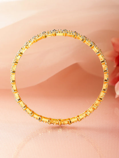Floral American Diamond Zirconia Golden Bangles Set Of 4