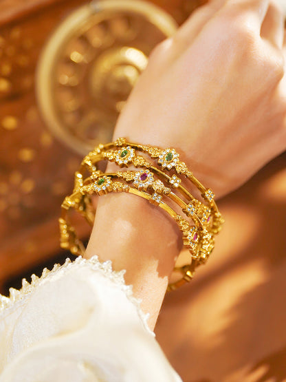 Multicolor Glam Golden Bangles Set of 4