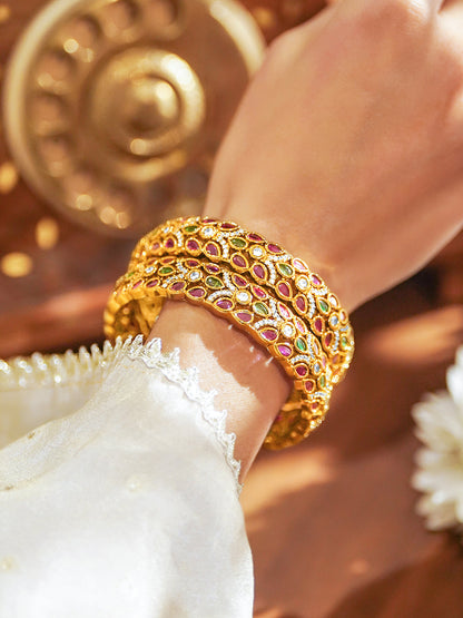 Multicolor American Diamond Zirconia Bangles Set Of 2