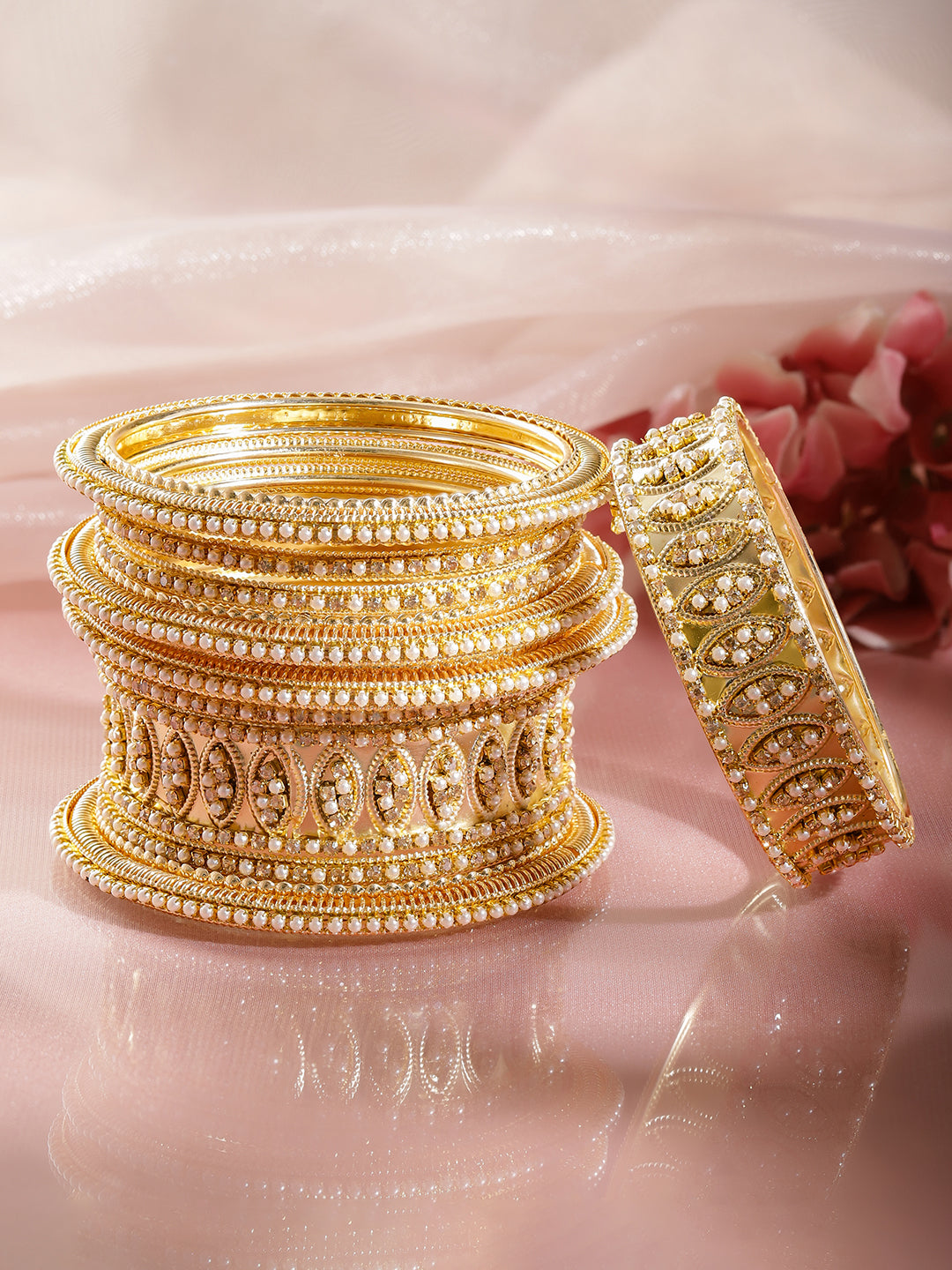 Timeless Pearl Work Bridal Gold Bangles